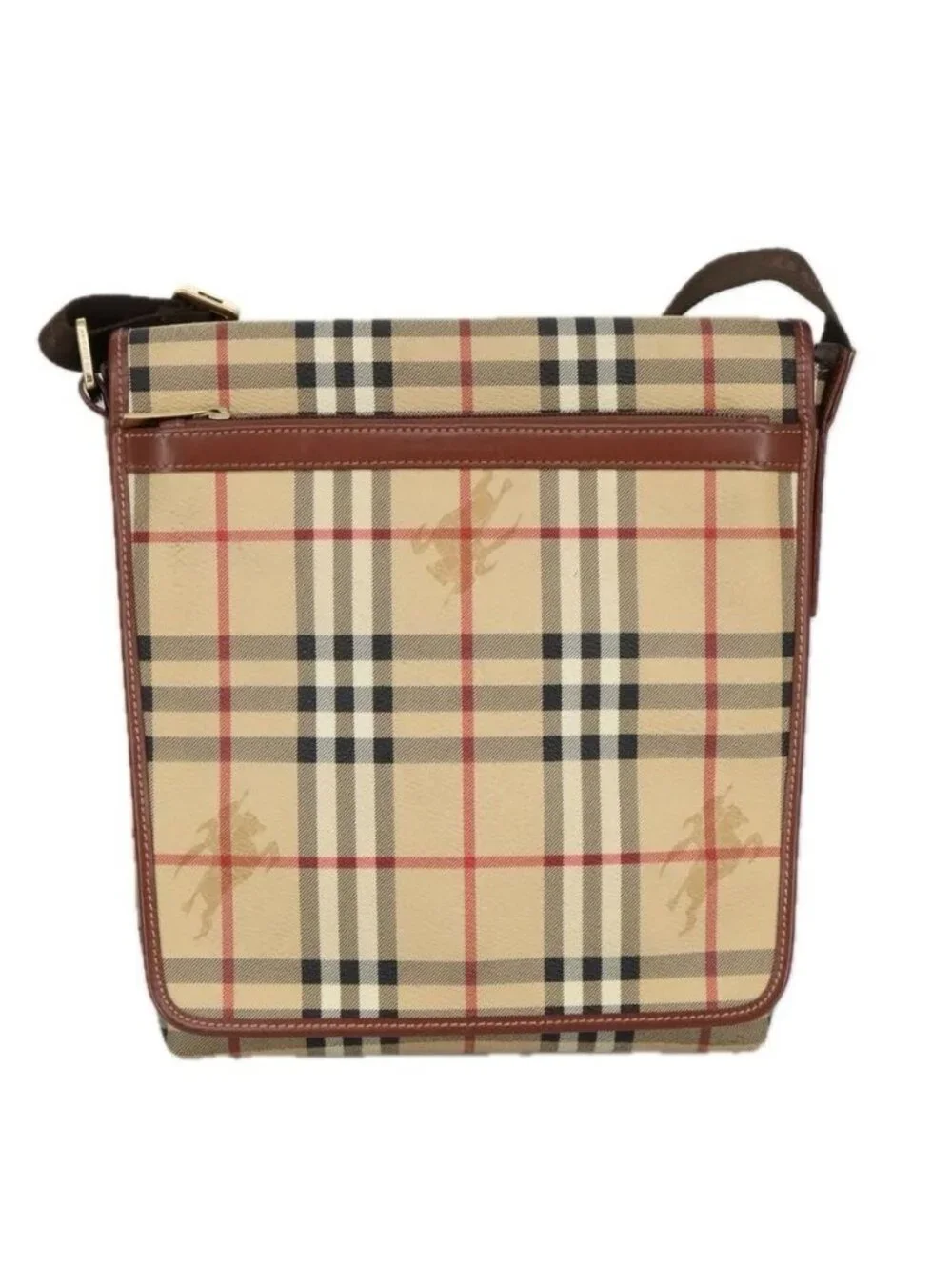 Authentic BURBERRY Nova Check Shoulder Bag PVC Beige Gold - Picture 5 of 16